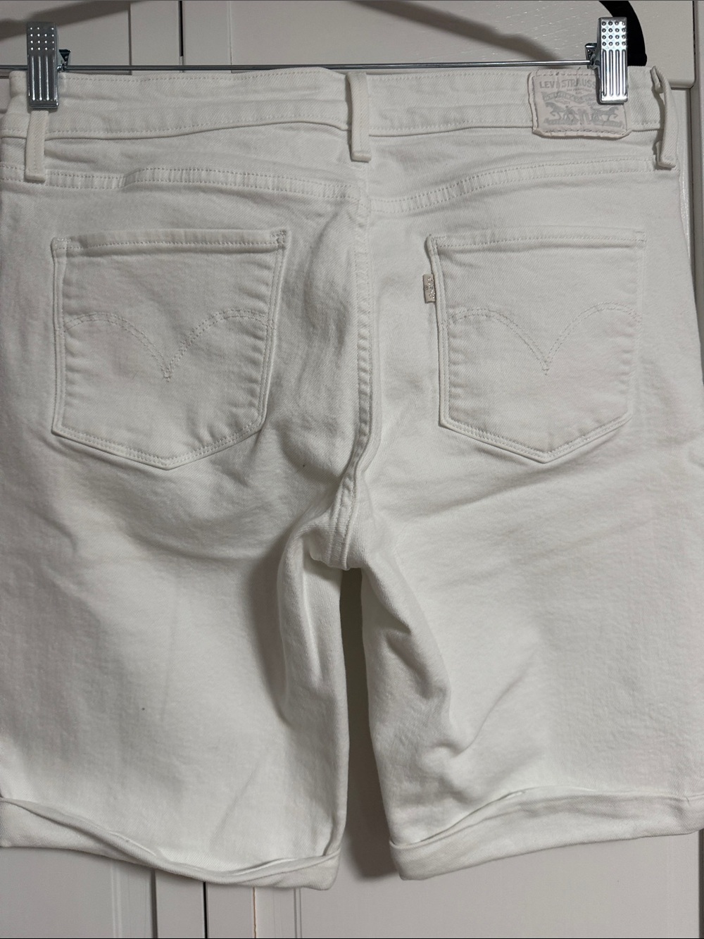 Levis All White Casual Cuffed Denim Shorts - Picture 3 of 5